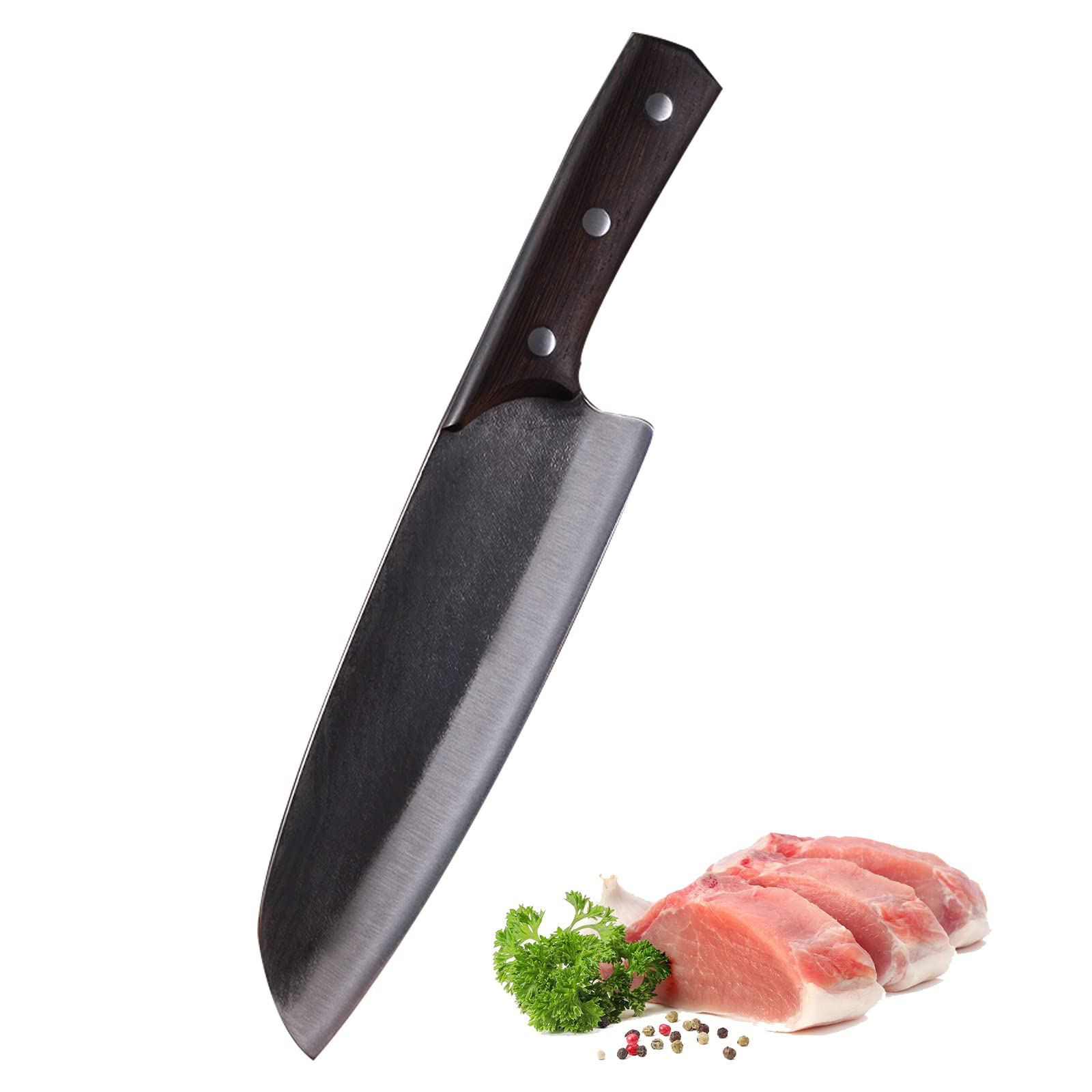 iSMLIKE8 Inch Japanese Santoku Knife Handmade Forged Chef's Knife Professional Kitchen Knives High Carbon Steel Cooking Knife Full Tang Wood Handle for Home and Restaurant Gift Box Packing