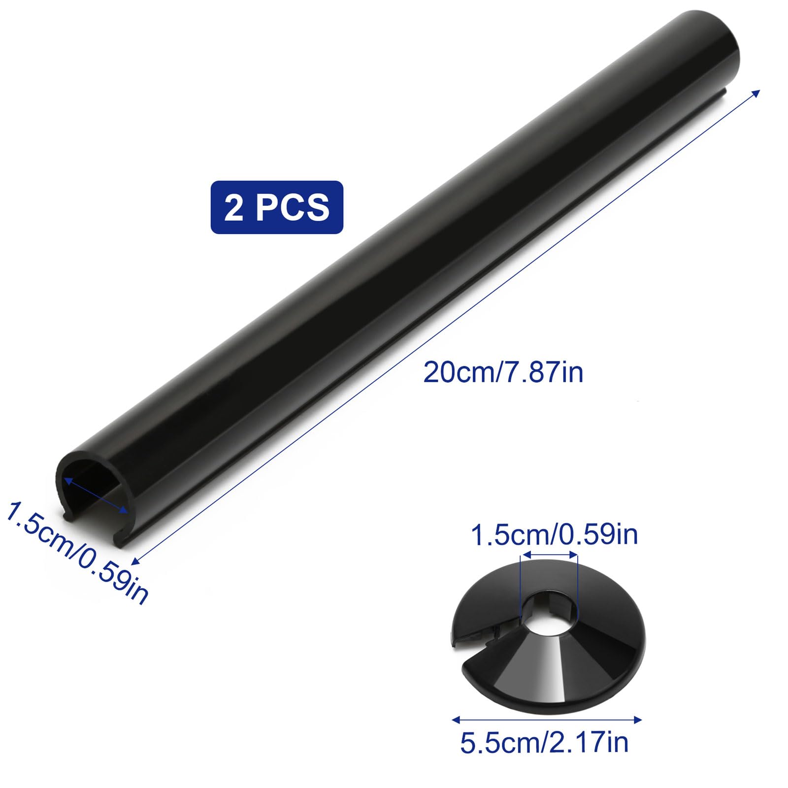 Radiator Pipe Covers and Collars 15mm x 200mm Black - Image 2