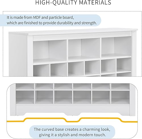 Miniatura 4 de Gabinete de zapatos de 24 compartimientos, armario de almacenamiento de zapatos, armario organizador de zapatos con base curva, aparador versátil