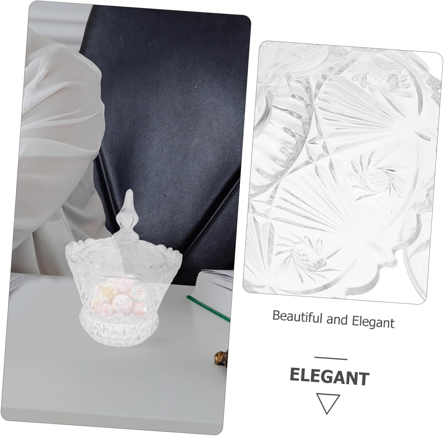 Elegant Decorative Candy Bowl with Lid Versatile Glass Candy Jar for Home Kitchen Office for Storing Chocolates Nuts Snacks Clear Design for Weddings and Special Occasions