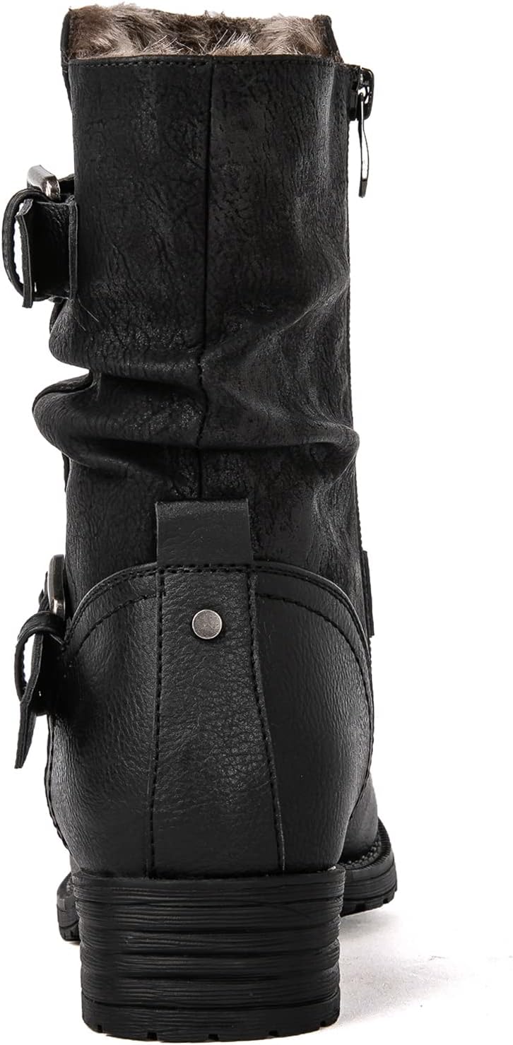 GLOBALWIN Women's Fur Booties Fashion Combat Ankle Boots For Women - Image 5