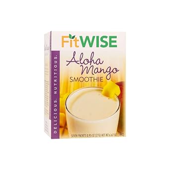 FITWISE - High Protein Meal Replacement Smoothie, Low Calorie, Low Fat, 15g Protein, Ideal Protein Compatible, 7 Servings Per Box Aloha Mango
