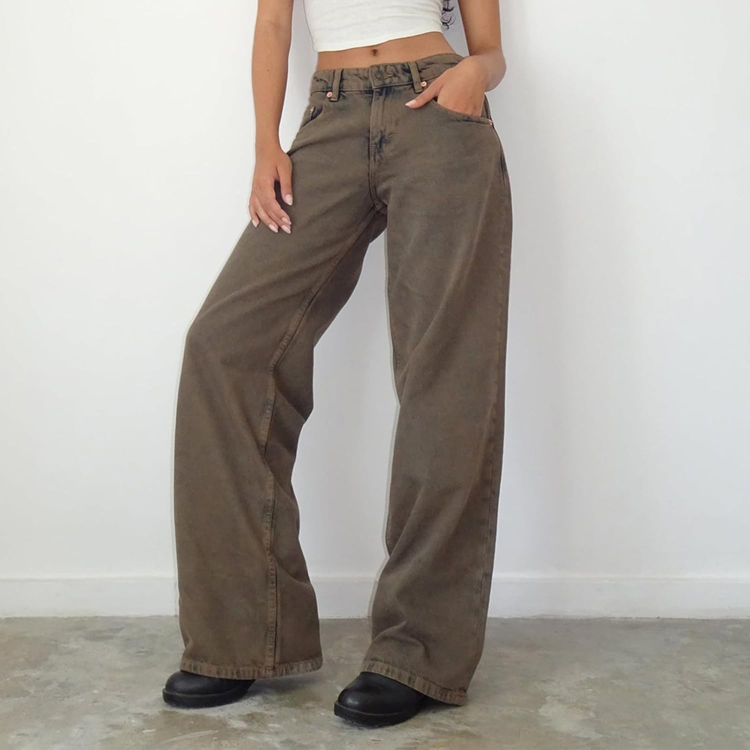 Women's Wide Leg Baggy Jeans - Low Rise, Loose Fit Denim Pants - Y2K Boyfriend Style Trousers for Streetwear - Image 3