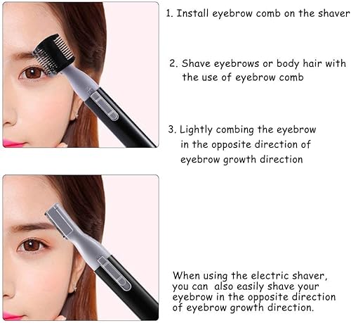 Miniatura 5 de Lápiz con hoja rasuradora Yosoo, recortadora de bellos faciales eléctrica para darle forma a las cejas, eliminación de vello, Negro, 1