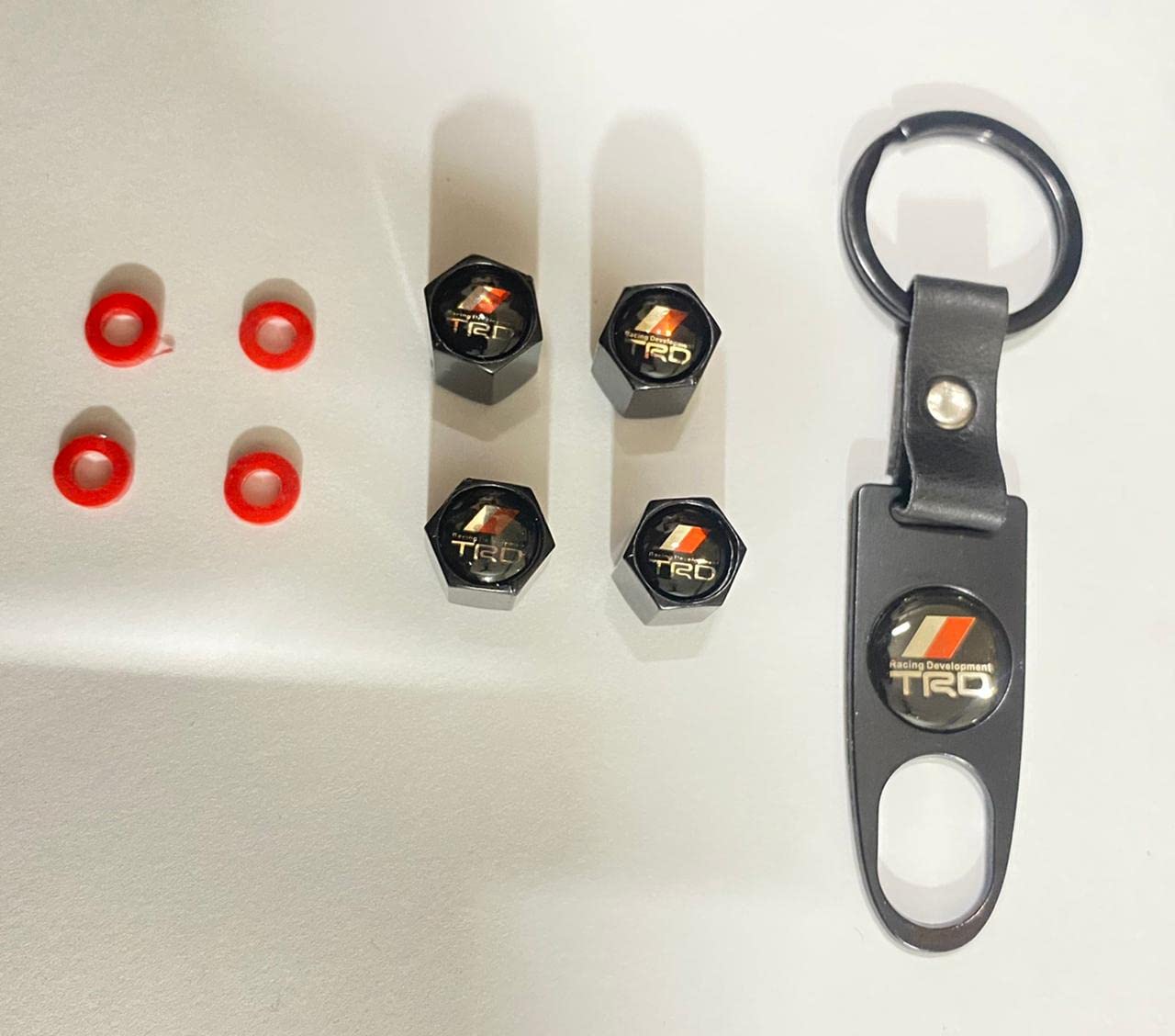 AUTO MT 4pc/Set TRD Premium Car Tyre Valve Cap TRD Air Cap Car Tyre Valve Stem Cap Air Covers with Keychain for All Cars-image-30