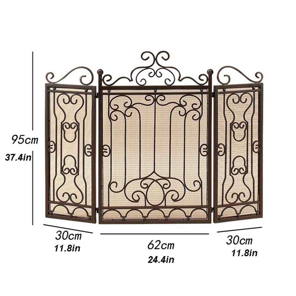 Schermi per Caminetti di Guardia Schermo antincendio francese in ferro battuto Piano Tri-Fold Real Fire Parete Parete Schermo divisorio Decoro Decoro Decoro Struttura for uso domestico Recinzione Sche