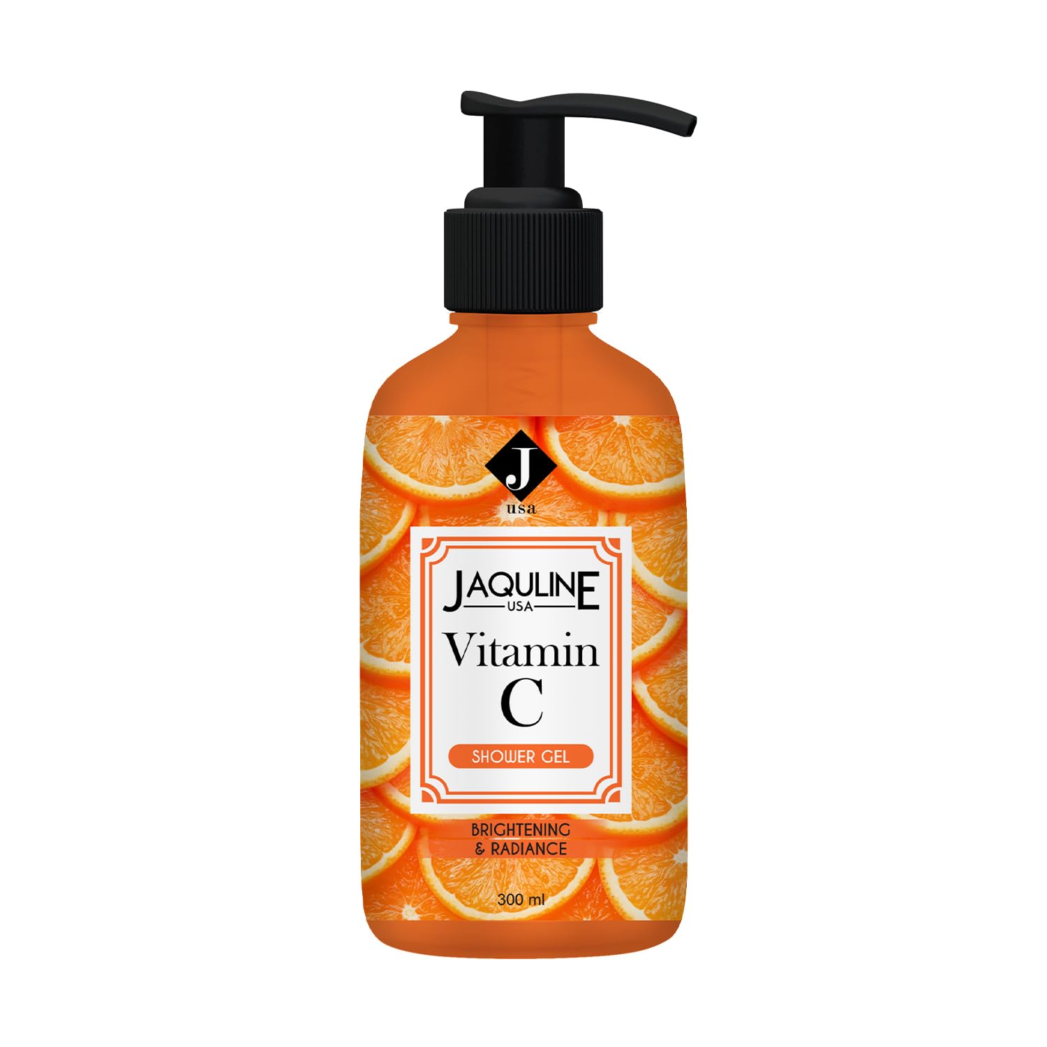 JAQULINE USA Vitamin C Shower Gel | Deep Cleansing and Brightening Body Wash with Orange Peel Extract | Hydrating and Energizing Formula | Glowing Skin | 300ml