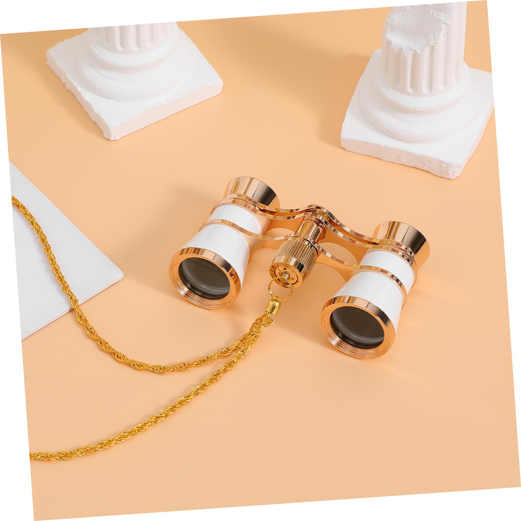 Binocolo Vintage 3x in Lega di Alluminio con Catena | Custodia Inclusa, Stile Classico Elegante, Leggero e Resistente per Sale di Spettacolo e Opere
