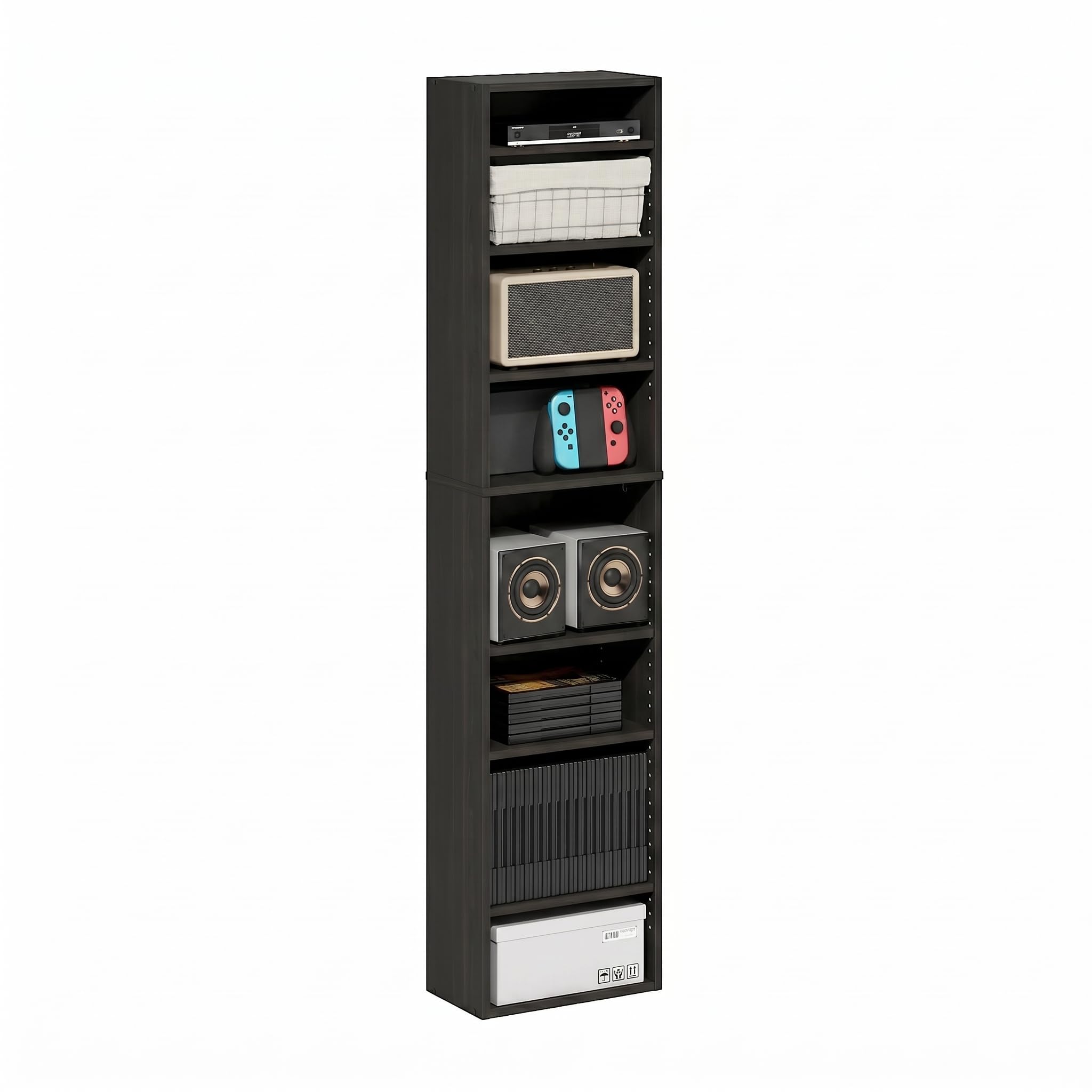 FURINNO Indo 8-Tier Media Tower, Espresso