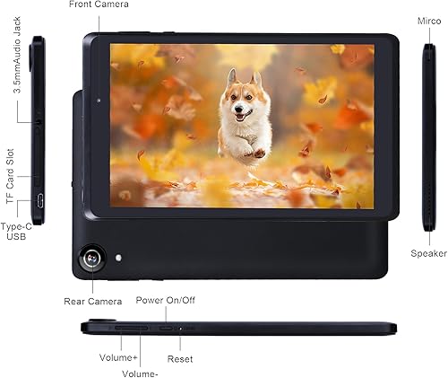 Miniatura 7 de C idea Tableta portátil de 8 pulgadas, Android 13 Tablet PC con pantalla de luz azul, WiFi, cámara dual 32GB+64GB expandida HD IPS protección ocular