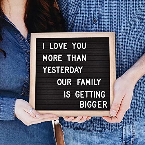 felt letter board with 294 letters numbers amp symbols - 10 x 10 inch changeable message board with wooden frame wall mount hook black amp wood