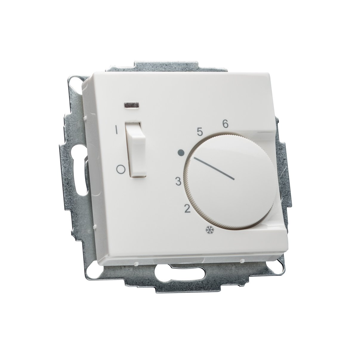 Halmburger Raumthermostat RTR-5513rg inkl. Jung AS 500 Rahmen AS581WW in alpinweiß mit Abdeckung 55x55mm, Öffner mit Schalter EIN/AUS für Fußbodenheizung Stellantriebe 230V (NC)