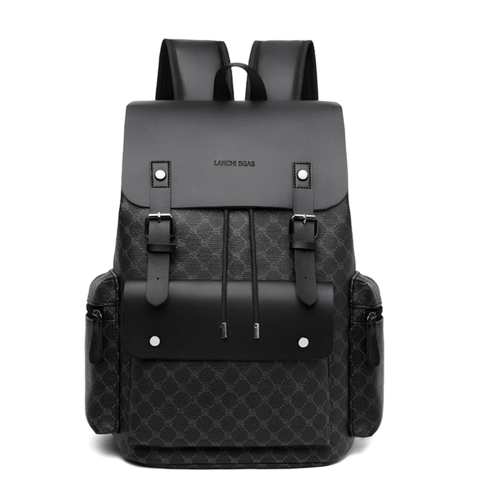 Uomini Vintage Zaino a Quadri, 30l grande Capacità Business Portatile Zaino (Cerchio nero,A)