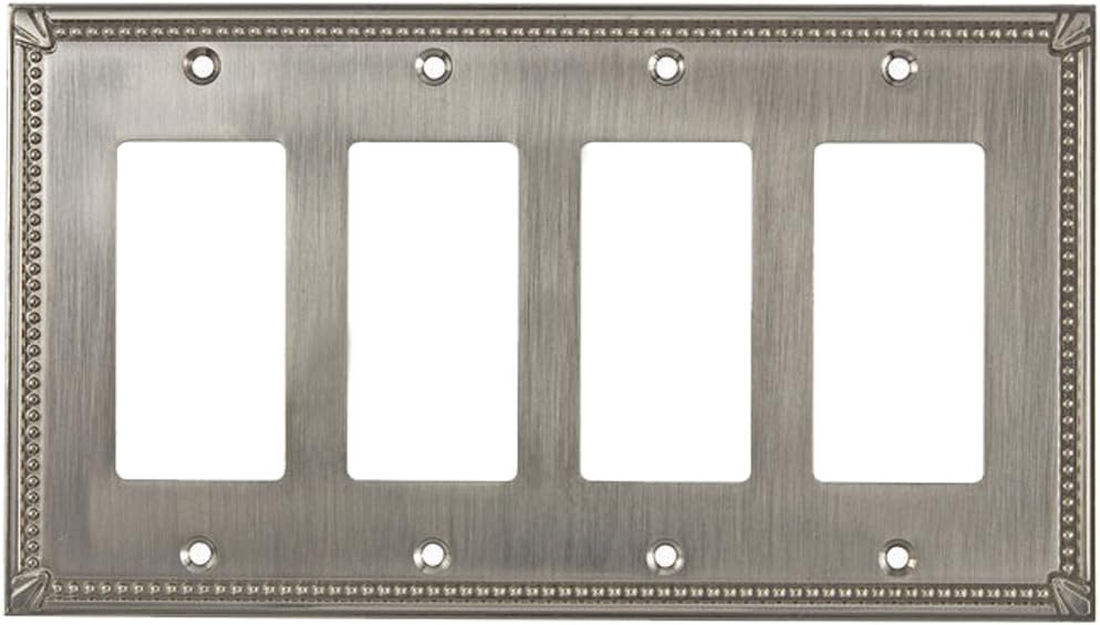 Rok Hardware Wall Light Decora Switch Plate Rocker Toggle GFCI Cover Traditional Brushed Nickel 4 Gang