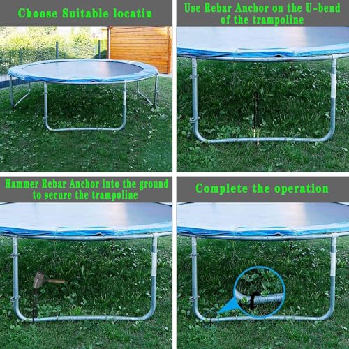 Image of 12-Inch Trampoline Wind Stakes Safety Ground Anchors U-Shaped(6) | Extra Heavy Duty U Shaped Coated Rebar Stakes for Trampoline, Tent, Outdoor Large Equipment, Huge Garden Decoration