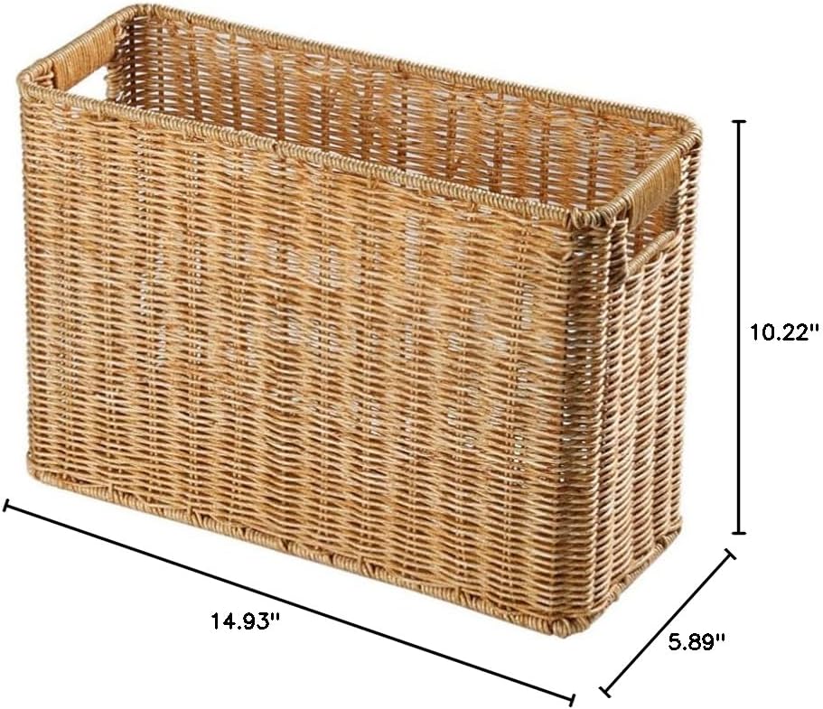 Wicker Magazine Basket Magazine Wicker Basket Woven Magazine Basket, 1 Pc Woven Magazine Rack Woven Storage Basket Woven Book Basket Magazine Wicker Basket (Light Brown)