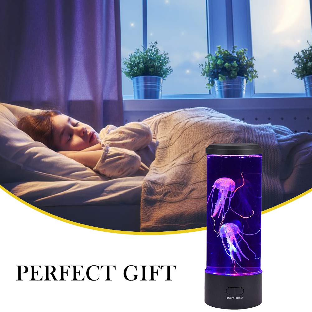 Lámpara de Lava de Medusas, Lámpara de Medusas LED Regalo de Luz de Noche de Estado de ánimo para la Decoración de la Oficina en el Hogar (Negro)