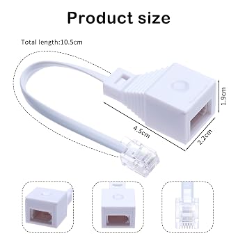 RJ11 to BT Socket Adapter - 4-Wire Female Converter for Phones, Modems & Routers, 10cm