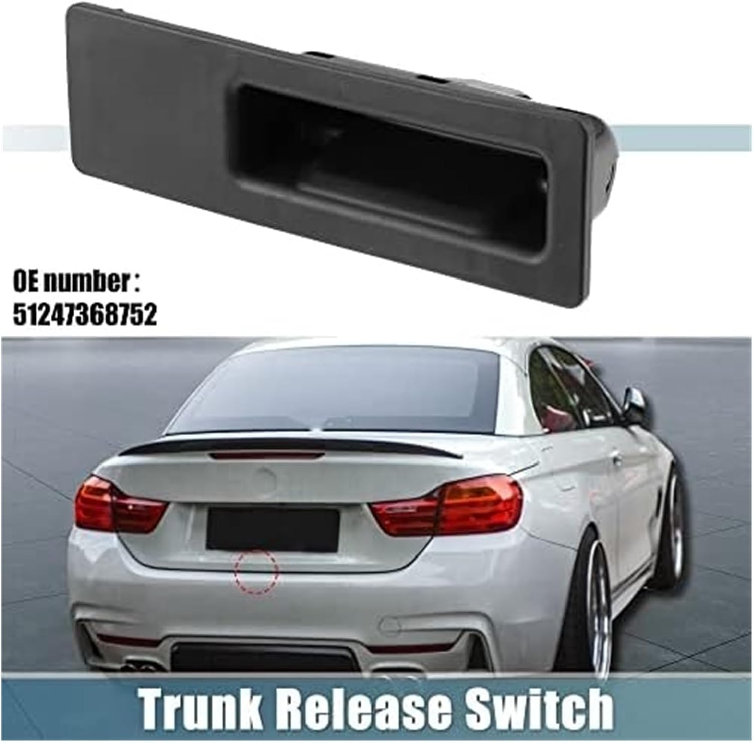 51247368752 Trunk Tailgate Handle Release Switch Rear Door Hatch Liftgate Latch Button Switch for X3 2015-2017 for X4 2015-2018 Black Car Boot Switch
