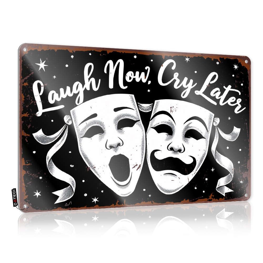 Laugh Now, Cry Later Comedy Tragedy Masks Shabby Chic Statue - Retro Wall Decor Gift For Boss Hanging Wall Decor(30X40CM)