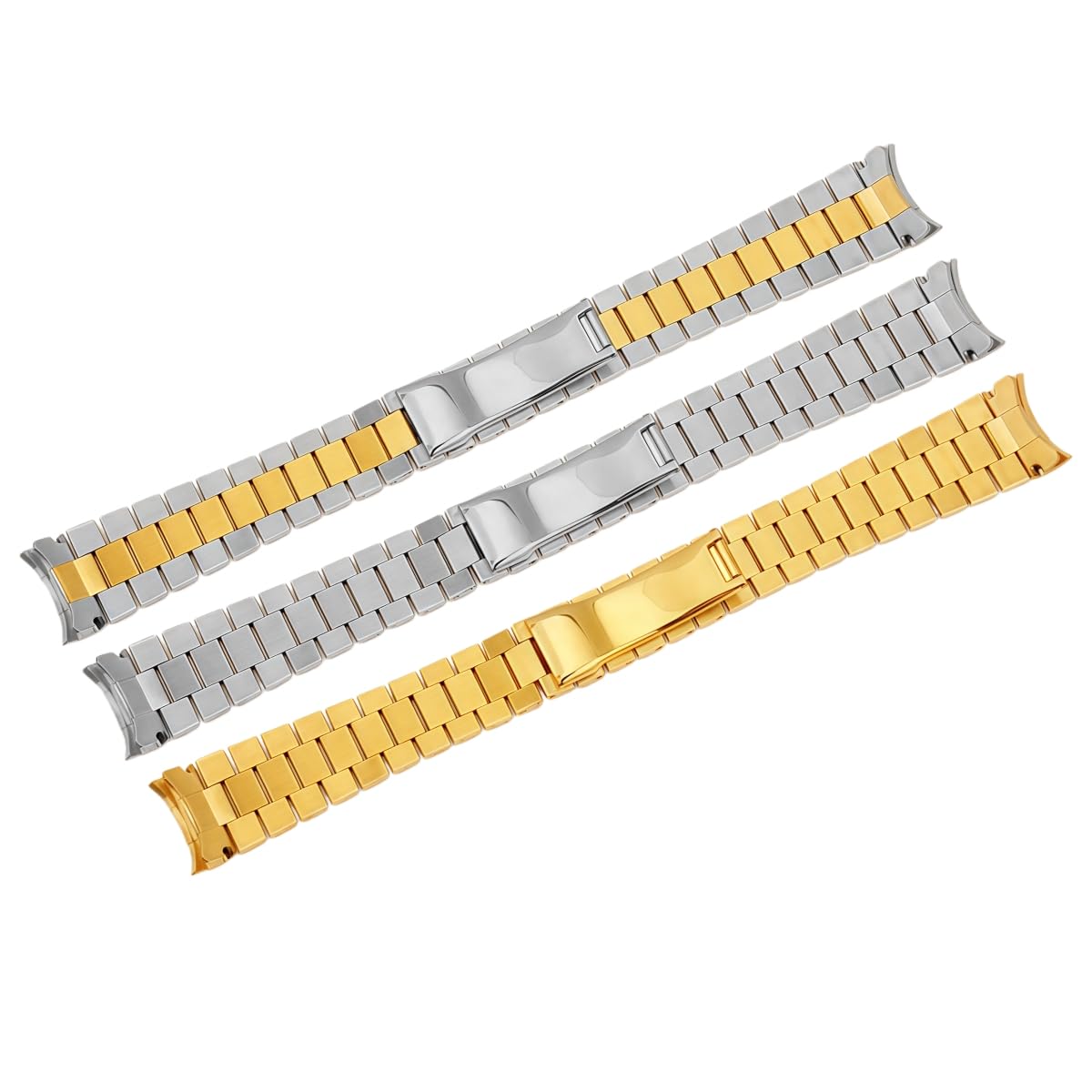 Bracciale Orologio Acciaio Inox Massiccio 13mm 17mm 20mm 21mm Estremità Curve, Cinturino Polso Metallo Donna per Rolex Oyster Perpetual Datejust