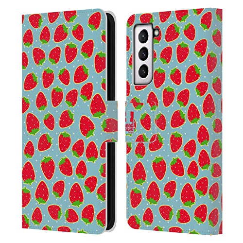 Housse Samsung S21 FE 5G cuir Head Case Designs - Étui chic motif fraise aux finitions premium