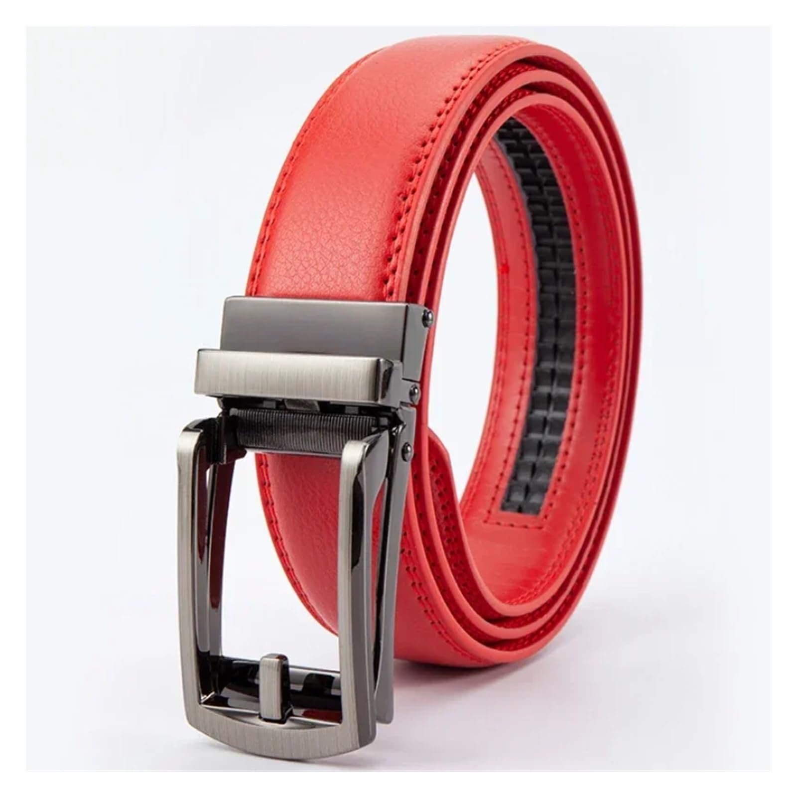 Ceinture en cuir for homme et femme, 3,5 cm, avec boucle automatique alliage, style business classique unisexe, for jeans Pour Le Quotidien