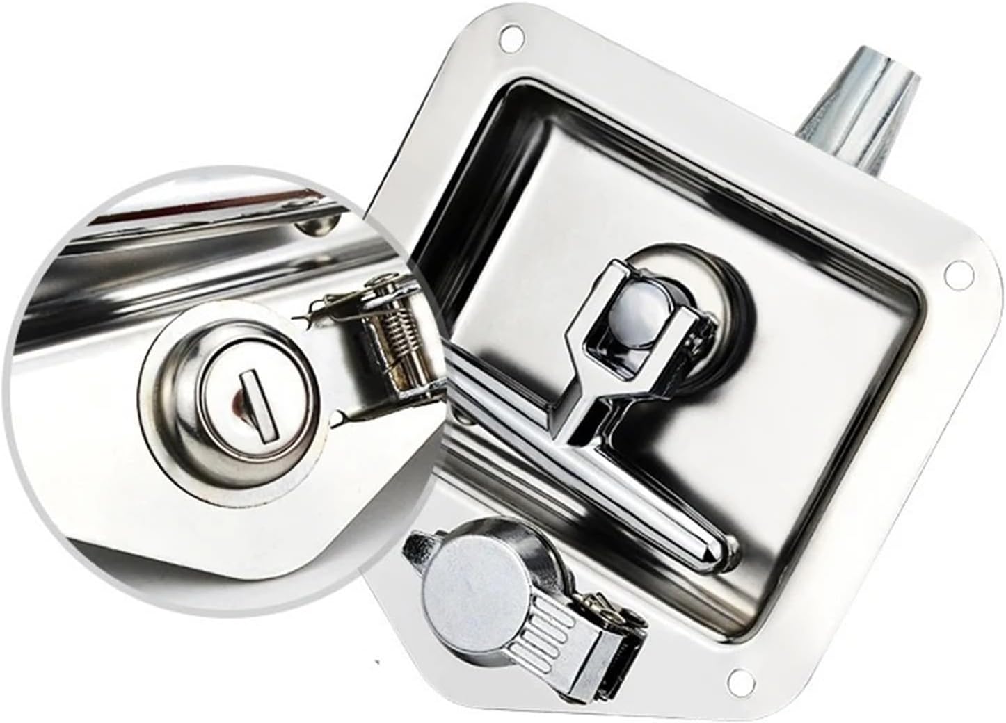 Stainless Steel Recessed Paddle Handle Locks with Linkage T-Folding Handle Panel Lock 1Pcs