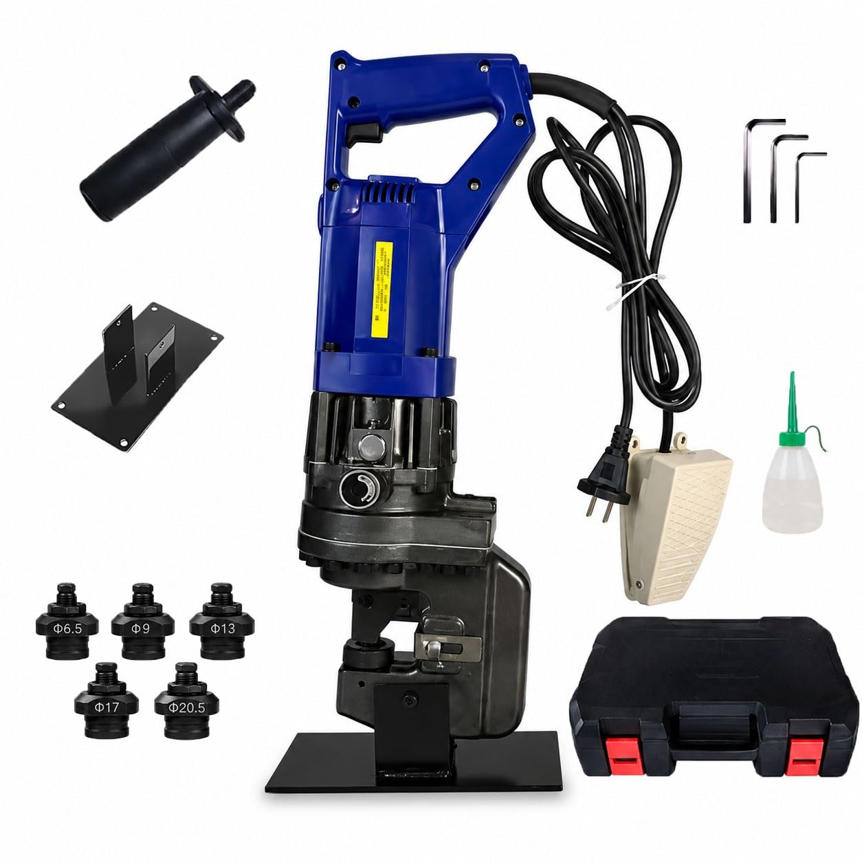 Koyike One Color Hydraulic Hole Puncher 1400W Metal Punching Machine For 8Mm Aluminum Bar, Heavy Duty Electric Hole Punch Tool For Angle Steel & Iron Plate