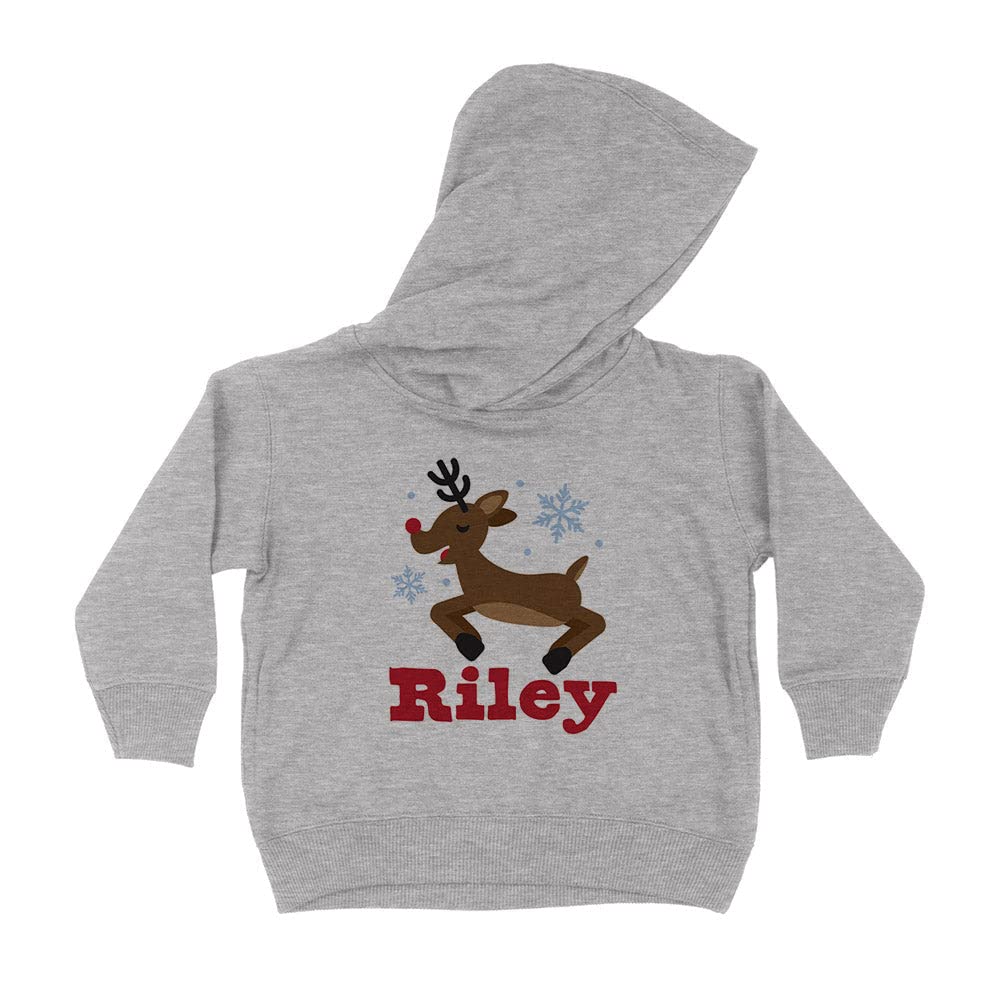 Reindeer Riley Christmas Kids Hoodie Sweatshirt Toddler 5T Heather Grey