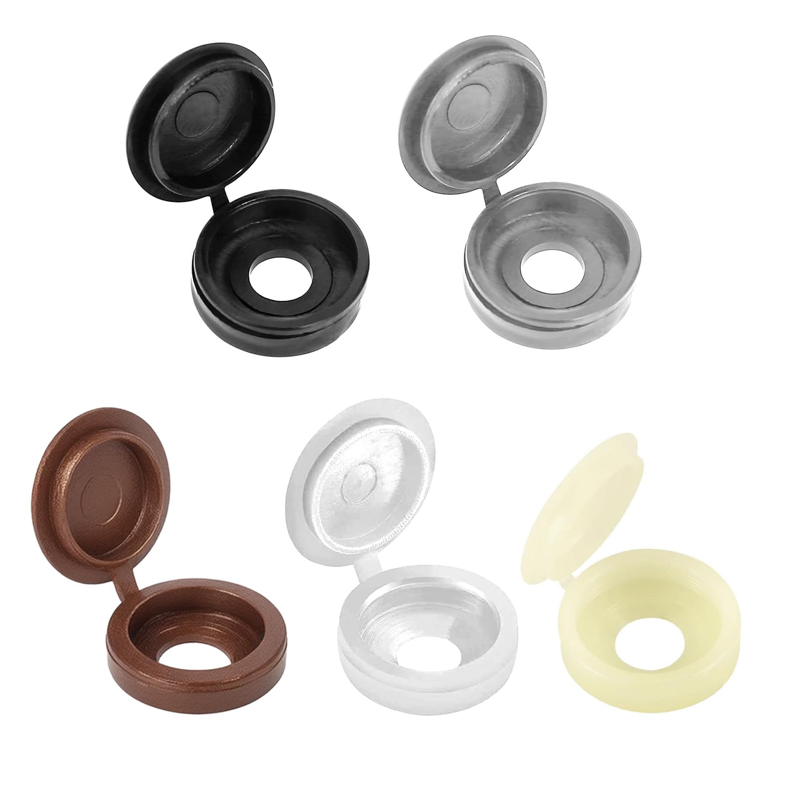 LICQIC 100 PCS Screw Cover Caps, Plastic Hinged Screw Cover Caps, Small Screw Caps for M4 - M6 Screws (5 Colors)