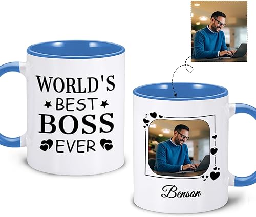 Miniatura 1 de Taza personalizada con el mejor jefe del mundo, regalos para el mejor jefe para hombres, regalos del día del jefe para jefe, regalos de oficina,