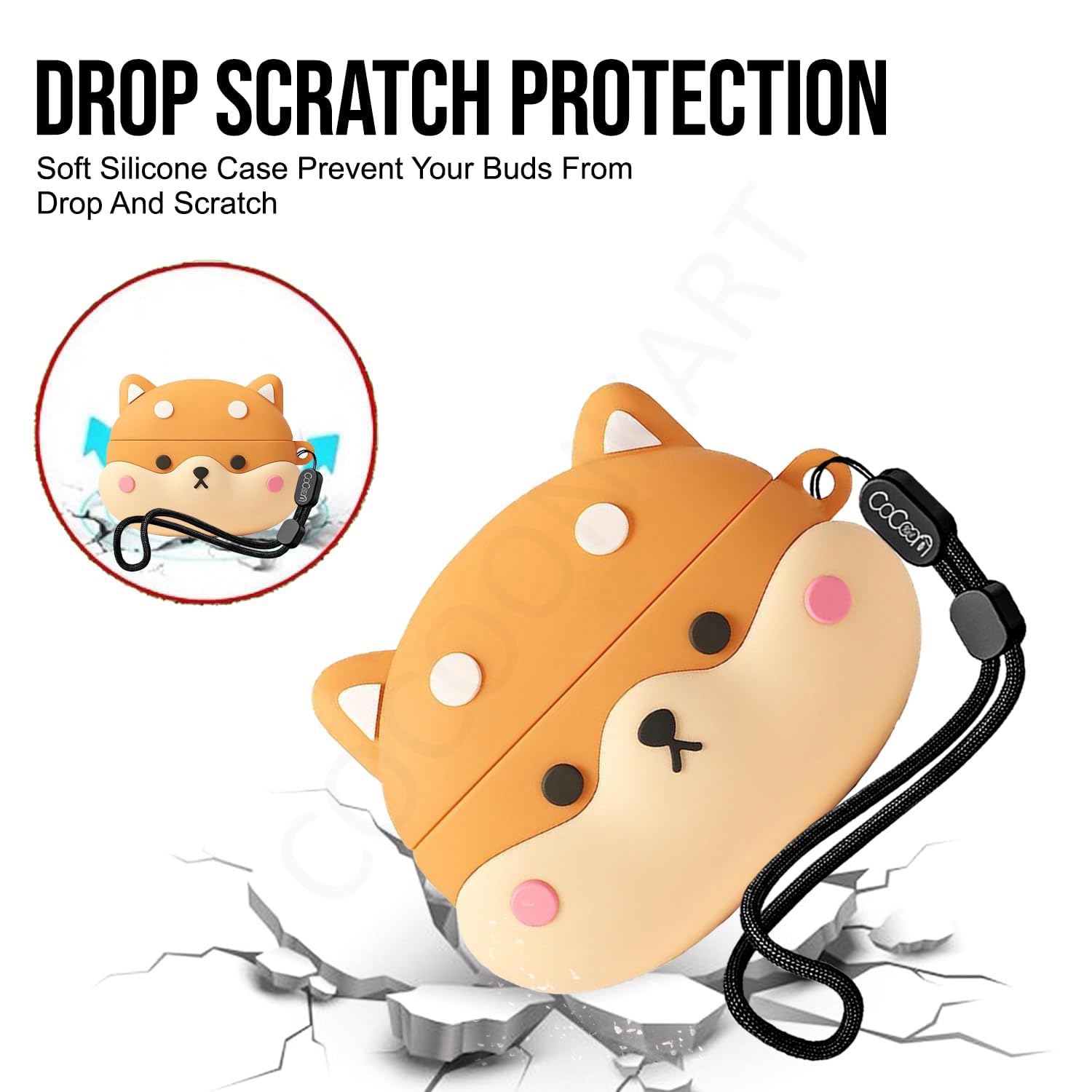 Soft Silicone Case Cover Compatible for OnePlus Buds 4 (Shiba, Lanyard) — Amazon image 3