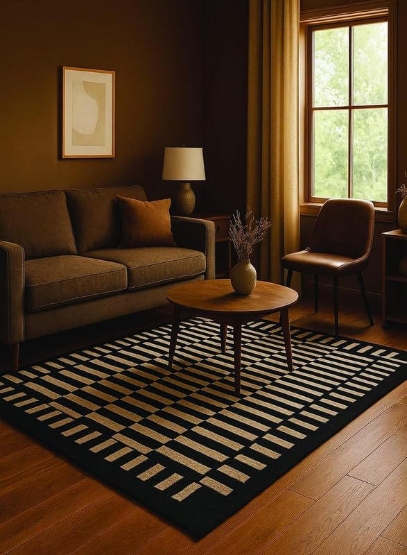 Image of Modern Abstract Hand Tufted Wool Floor Carpet for Home decore Living Room|Home and Bedroom & Hall 8x11 feet (240x 330cm) Camel H14