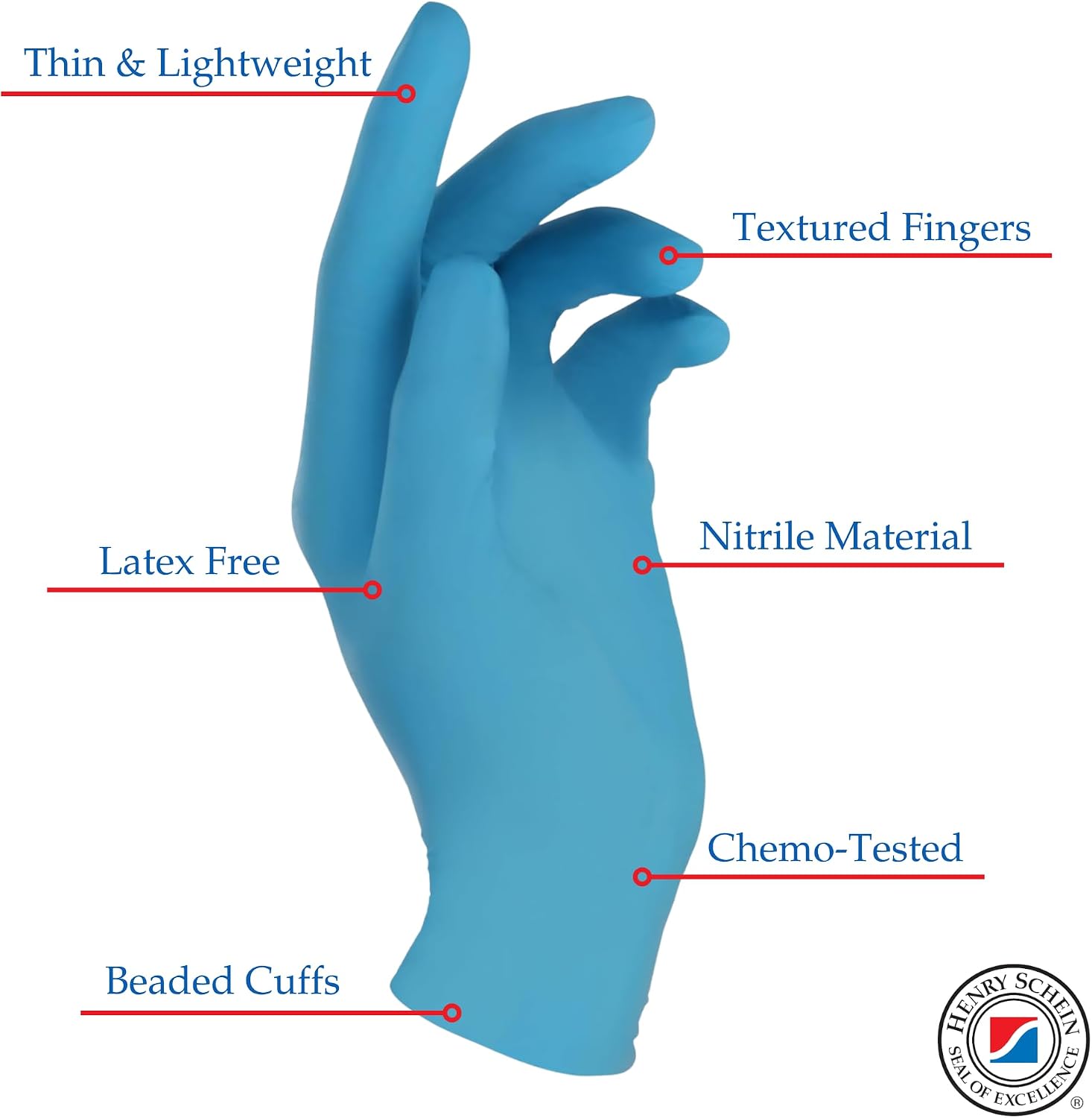 Henry Schein Criterion Powder-Free Nitrile Exam Gloves, Blue, 3.54 Mil, Box/100