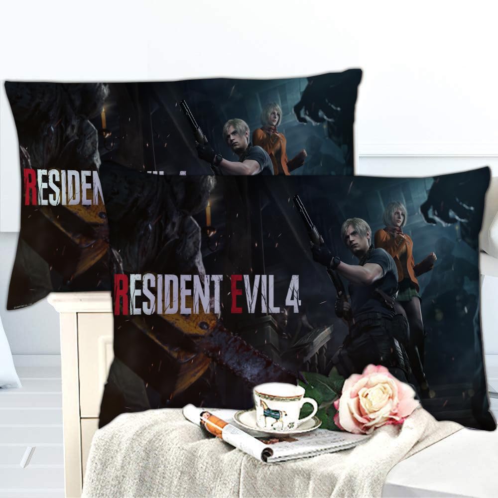 Bettvolant-Set Aus Reiner Baumwolle Von Resident Evil, Dickes Bettlaken, Steppdecke, 3-teilige Bettwäsche (Resident Evil 04,135x200cm)