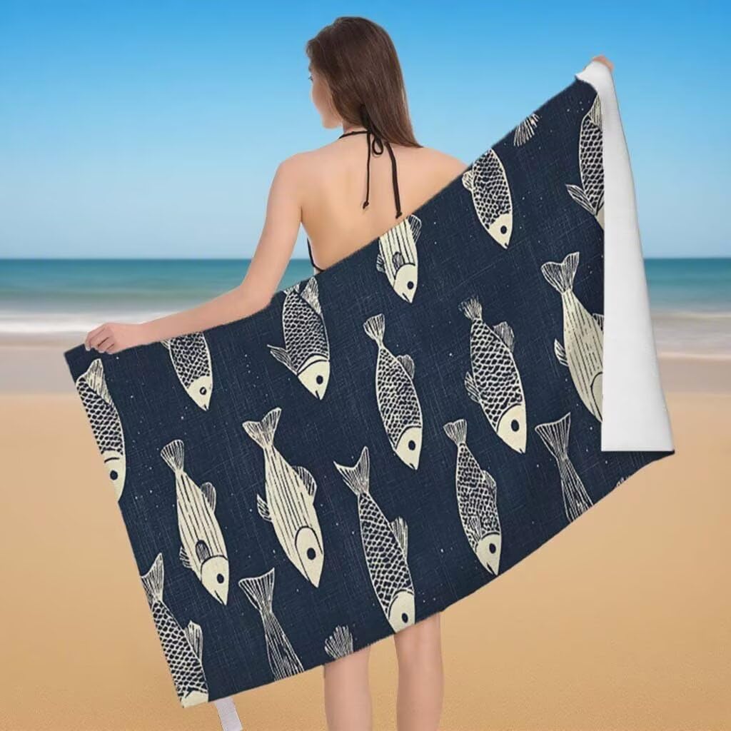 Telo Mare XXL 100x200cm/35x70cm, 2 Set Telo Mare Microfibra Pescare Asciugamano Palestra Uomo, Antisabbia, Leggero, Asciugatura Rapida, Teli da Spiaggia Grandi Accessori per Camping Natation Yoga G-91