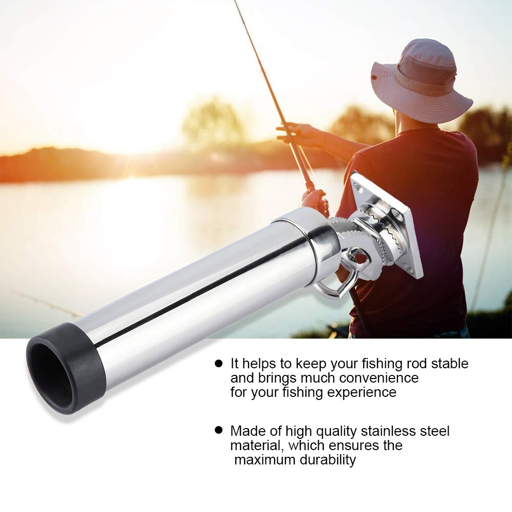 Tissting 360 Gradi Regolabile Portacanne da Pesca, Acciaio Inox Barca Marina Pesca Canna Titolare Portacanne per Barca Marina Strumento di Pesca Accessorio per Yacht