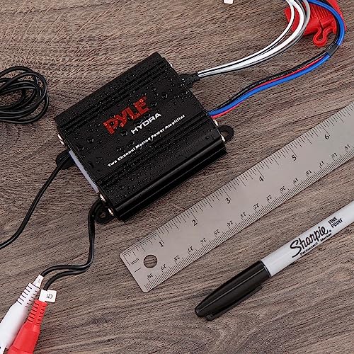 Image of Pyle 2-Channel Marine Amplifier Receiver - Waterproof and Weatherproof Audio Subwoofer for Boat Stereo Speaker & Other Watercraft - 400 Watt Power, Wired RCA, AUX and MP3 Audio Input Cable
