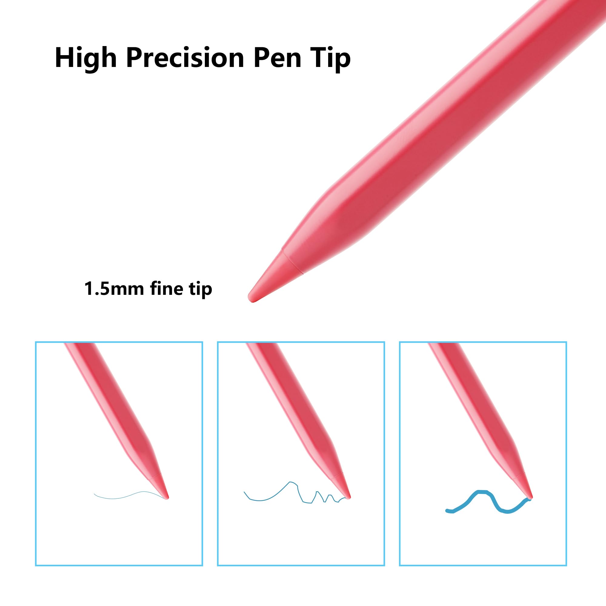 Stylus Pen für iPad A16 11th 10th 9th 8th 7th 6th Generation, iPad Pro 12.9 11 33.0 cm M4, iPad Air M3 M2 5th 4th 3rd Gen, iPad mini A17 Pro 7 6 5, für Apple Pencil Alternative, Palm Rejection (Rot)