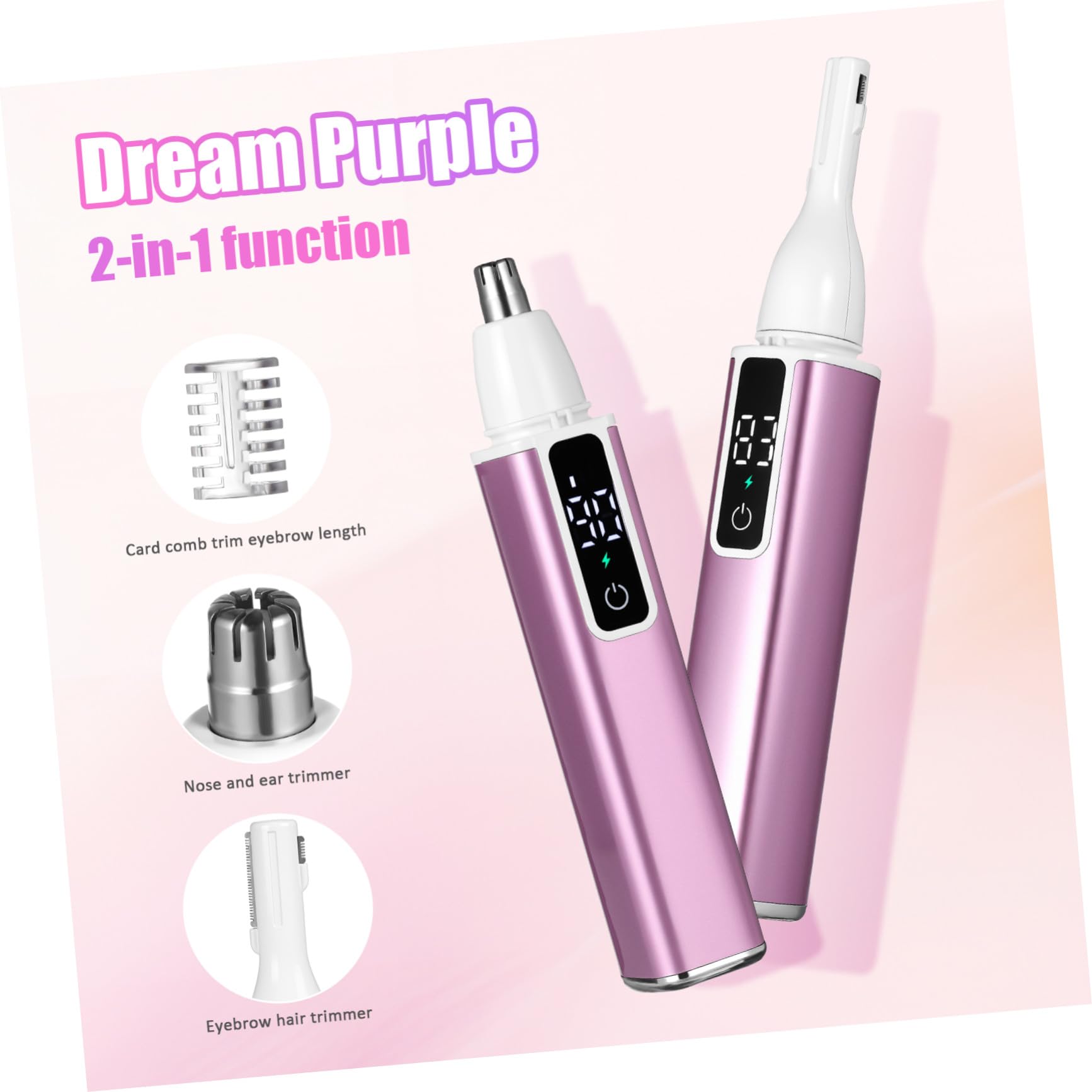 Homoyoyo Epilatore Elettrico Donna Ricaricabile USB Multifunzione con Display Digitale Velocità e Testina Sostituibile Trimmer Viso Naso Sopracciglia Portatile per Uso Quotidiano