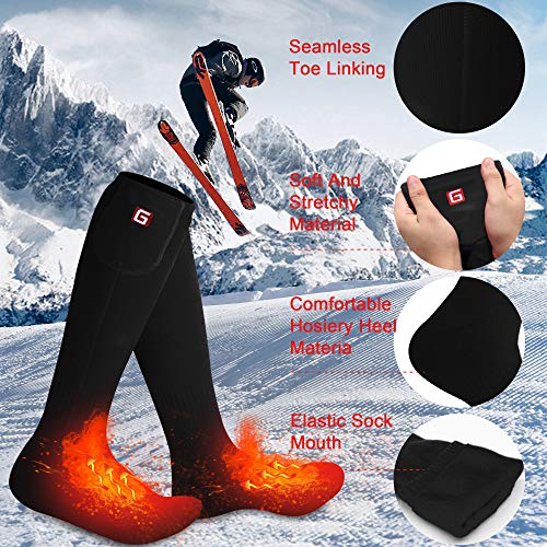Autocastle Heated Socks for Men Rechargeable Electric Battery Heated Stockings,Male Winter Warm Battery Powered Heat Insulated Sox,Novelty Climb Hike Thermal Socks Hunt Ski Cycle Foot Warmer,Black L - Thumbnail 4