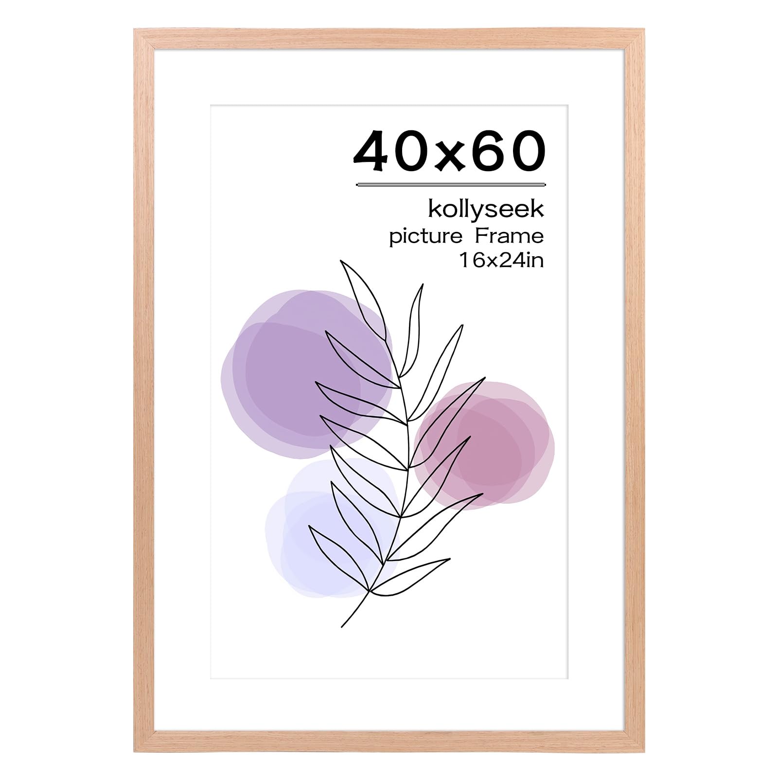 kollyseek picture frame 40x60cm oak colour with passe-partout 16x24in MDF wood photo frame with acrylic glass oak nature decoration (red oak colour)