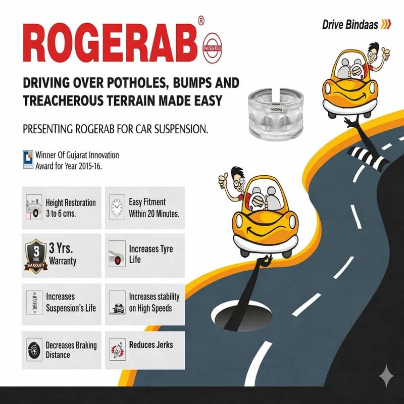Image of ROGER Rogerab For BYD E6 (4 Pcs) Patented, ARAI Tested Car Comfort Enhancer For Reduced Road Jerks & Better Driving Comfort