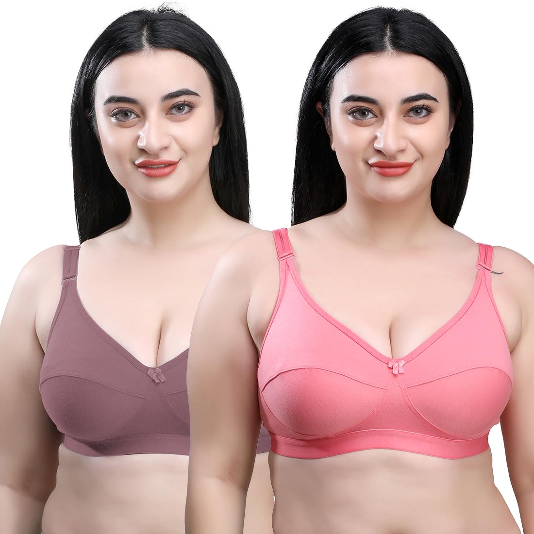 skdreams Cotton Blend Seamed Non Padded Non-Wired Women Pack Full Coverage Bra Denim-picture-11