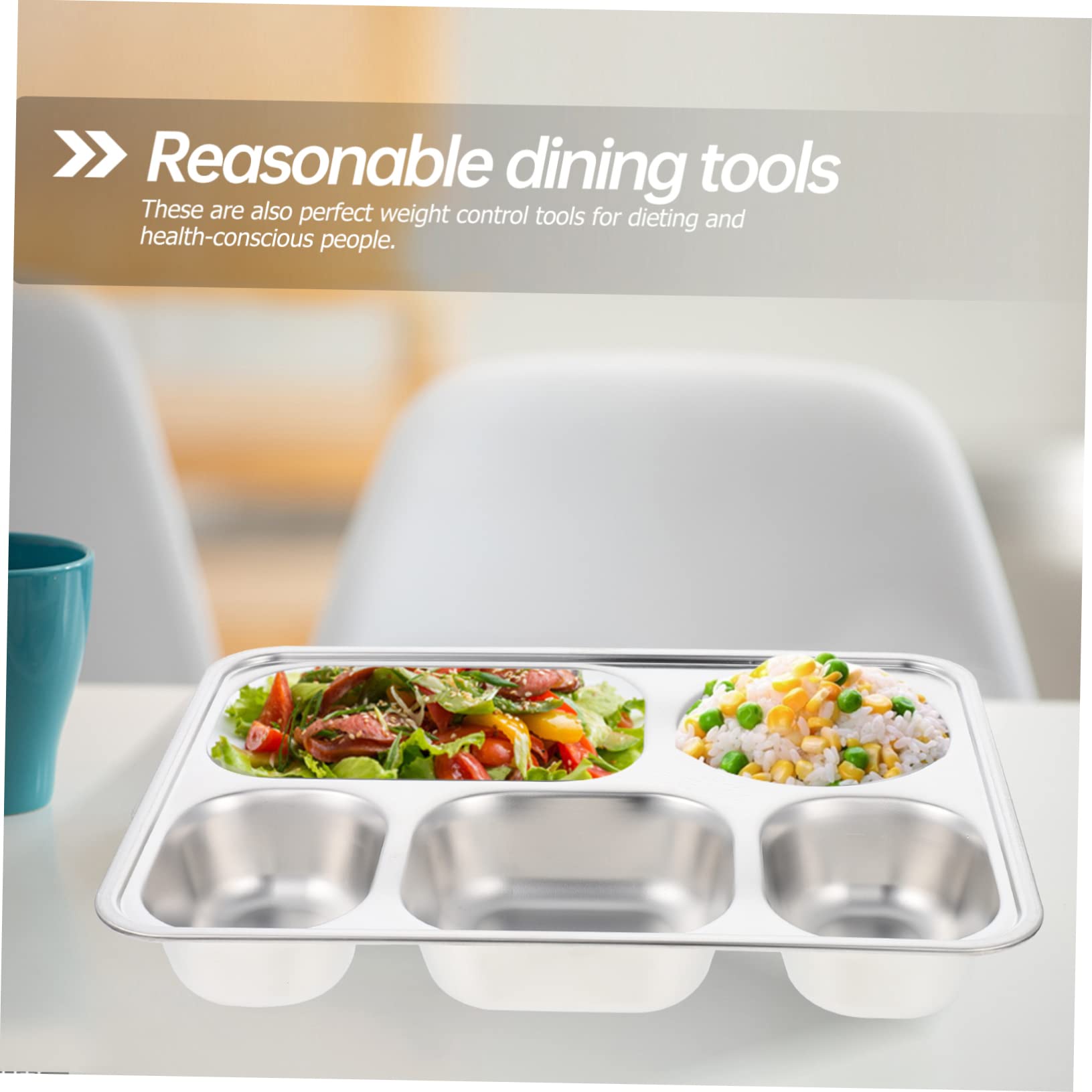 AUTSUPPL Stainless Steel Food Tray Boys and Girls Lunch Box with Cover School Cafeteria Plate