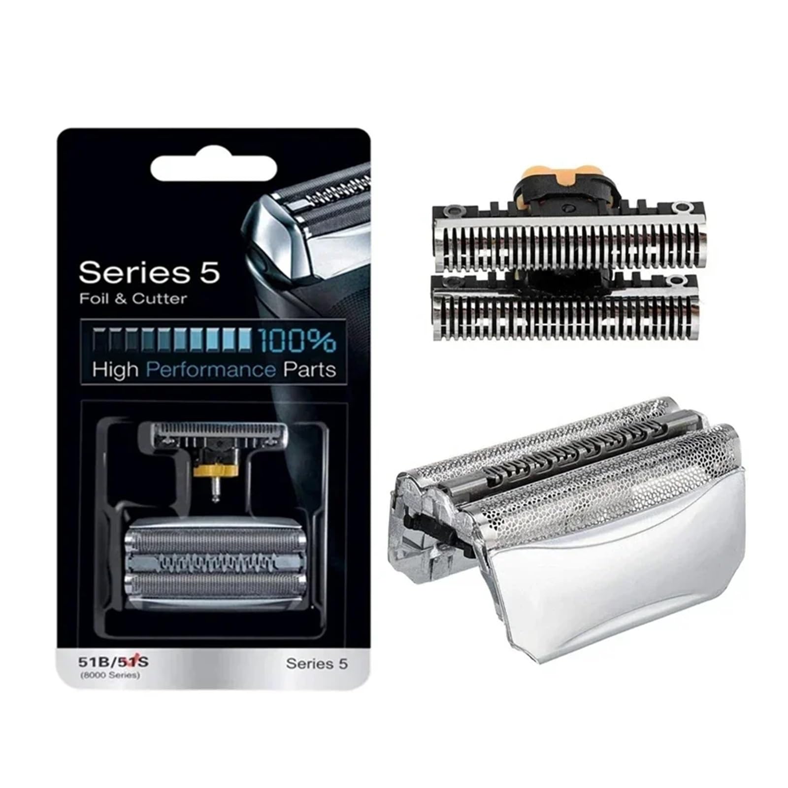 Tête De Rechange 51S, Grille Et Coupe-lame, Compatible Avec Braun, 8000 Series 360 Complete Activator ContourPro 5643, 5645, 8970, 8975, 8985, 8987