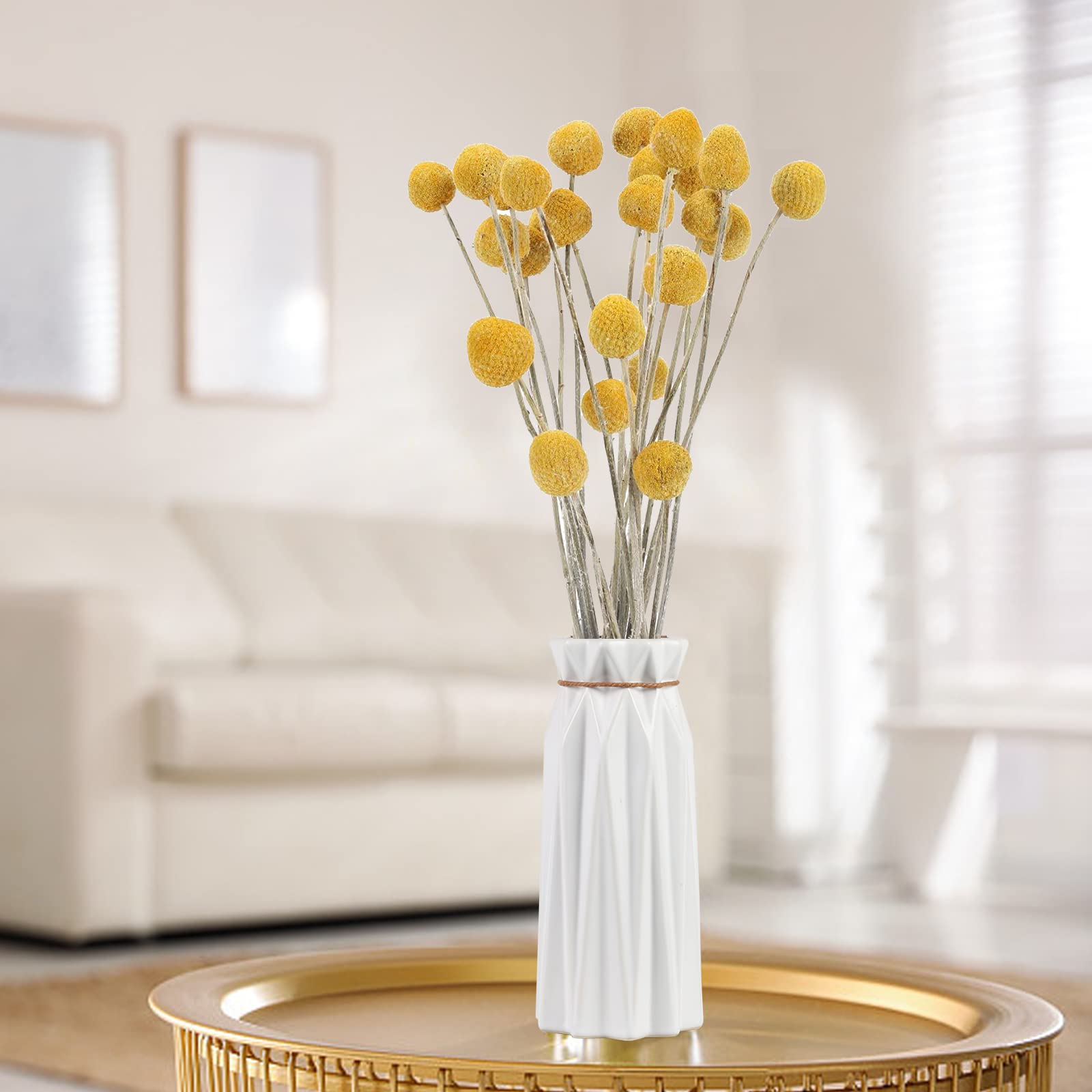 SLFYEE 30pcs Trockenblumen Natürliche Blumen Getrocknete Deko Blumen Getrocknet Craspedia Globosa Trockenblumen Groß für Hochzeit Party Tischdeko Fotografie Requisiten Dekoration