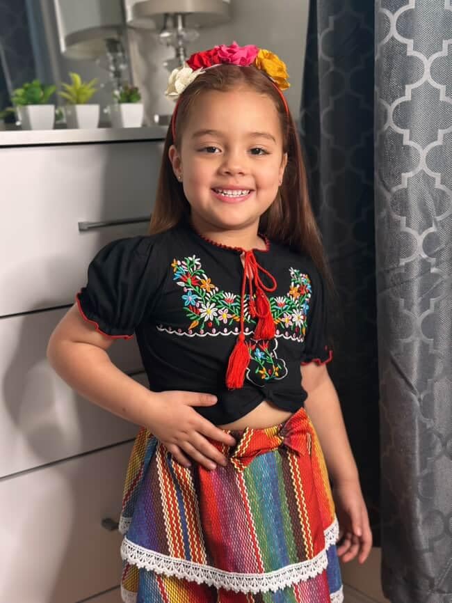 Image of HIHA Toddler Little Girls Mexican Embroidered Skirts Outfit