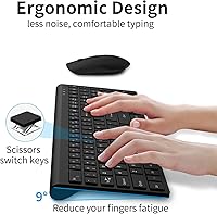 Vista 2 de Combo de teclado y ratón inalámbricos, teclado silencioso de computadora de tamaño completo con botón de calculadora, ratón de 2400 DPI, clic